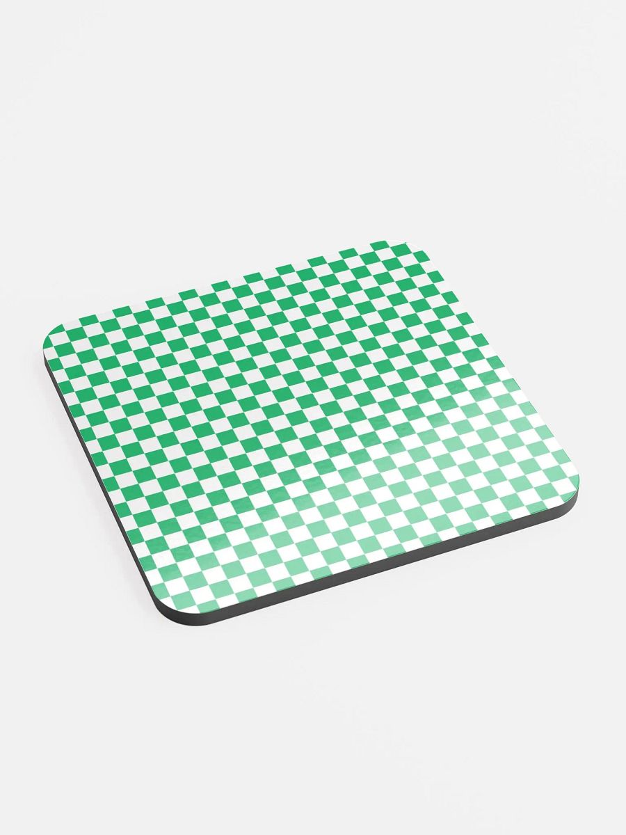 Checkers! Green and White Checkered Cork Coaster product image (2)