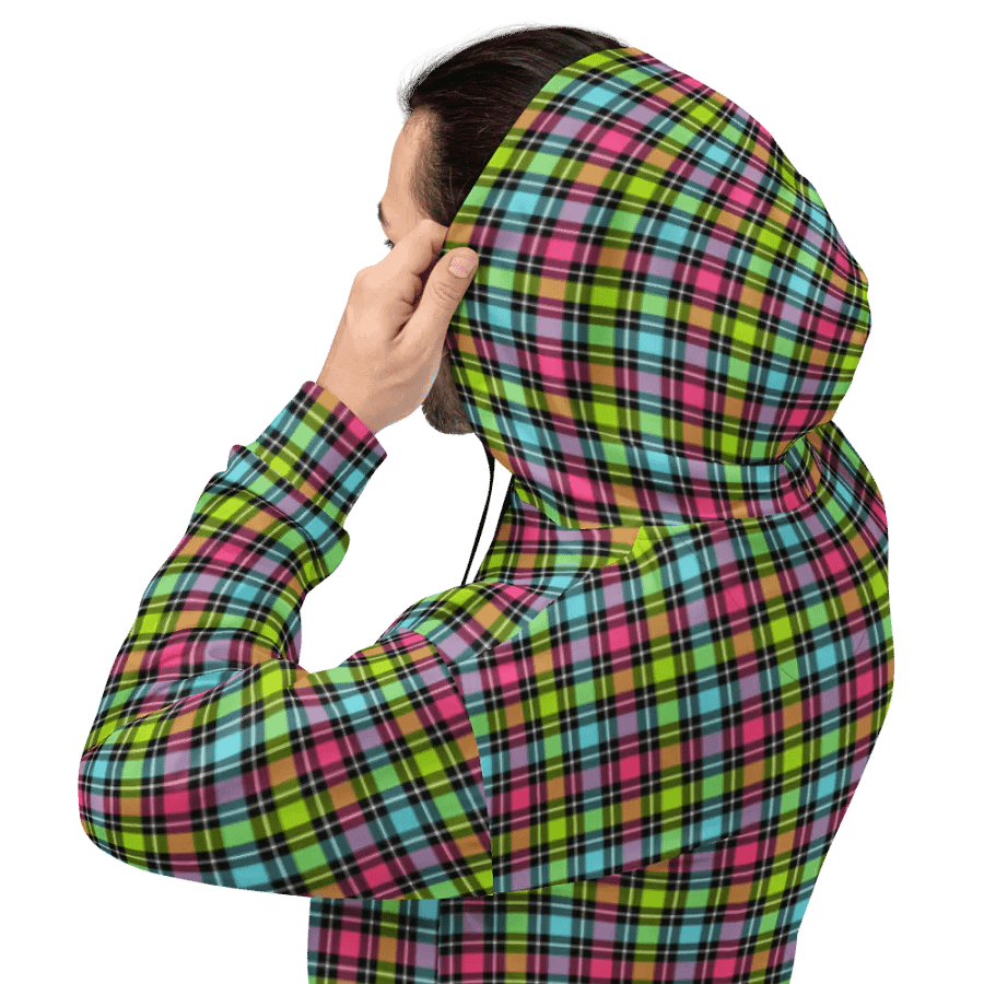 Neon Checkered Plaid Hoodie product image (8)