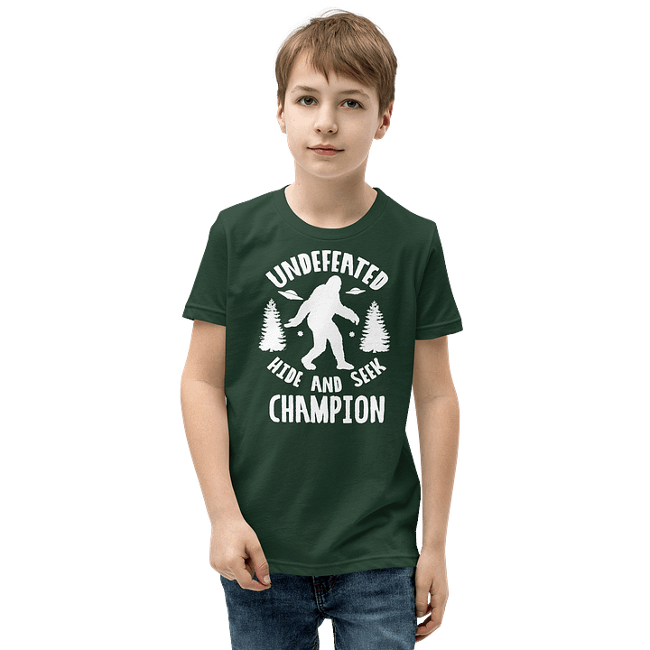 Undefeated Hide and Seek Champion Funny Bigfoot T-Shirt For Kids product image (9)