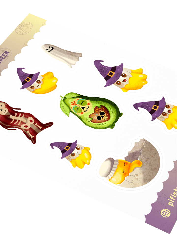 Keto Halloween Sticker Sheet | Cute Spooky Stickers with Mr. Crisp, Keggs & Lovocado product image (2)