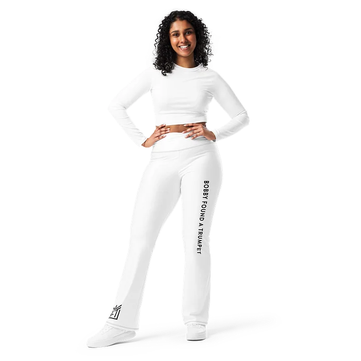 Inspired by Rachael White Flared Leggings (Large Black Logo) product image (1)