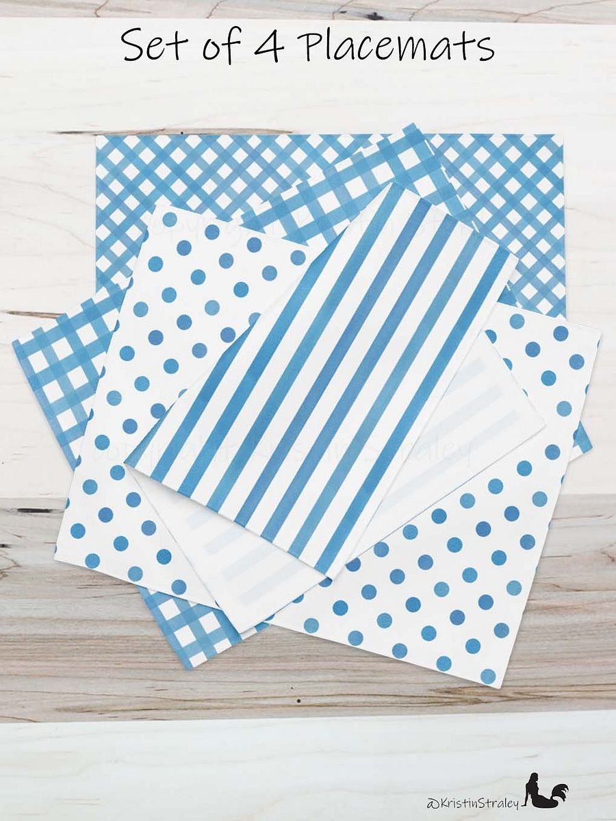 Blue Gingham Collection on White Placemat Set of 4 product image (3)