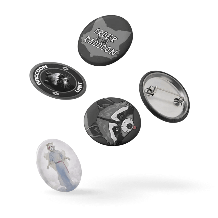 Small Raccoon Button Pins product image (9)