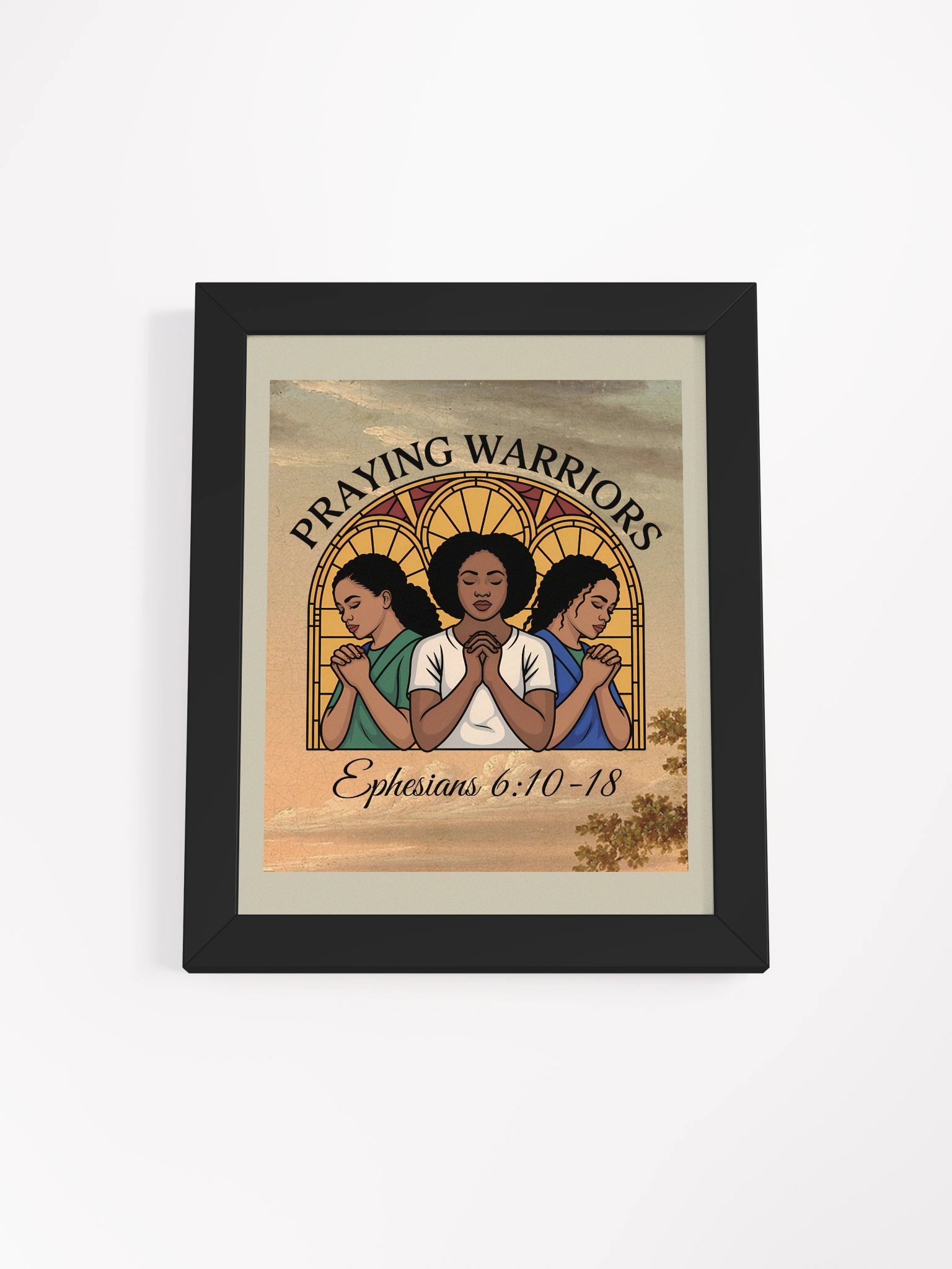 Praying Warrior's Stained Glass Christian Framed Poster product image (1)