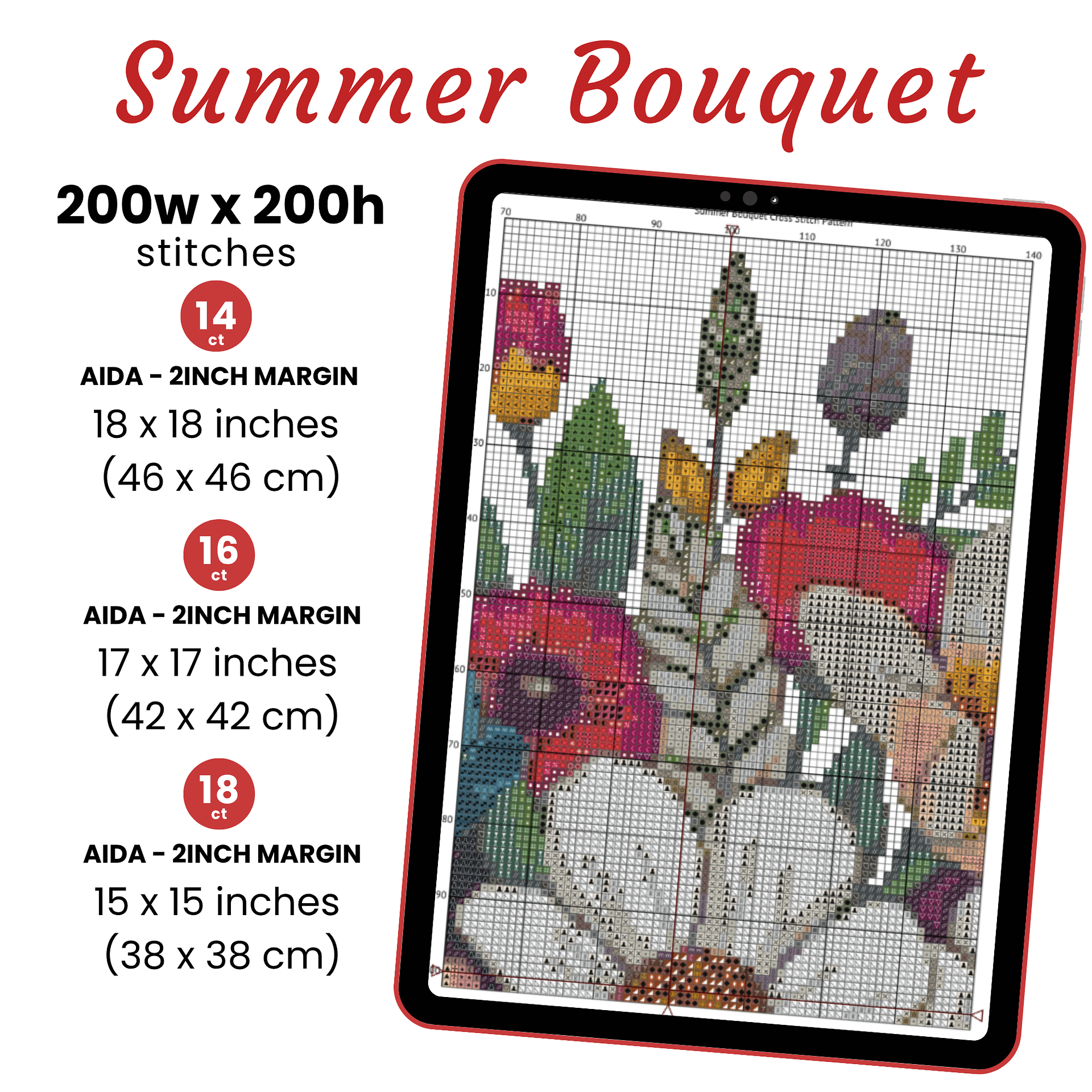 Summer Bouquet Cross Stitch Pattern product image (2)