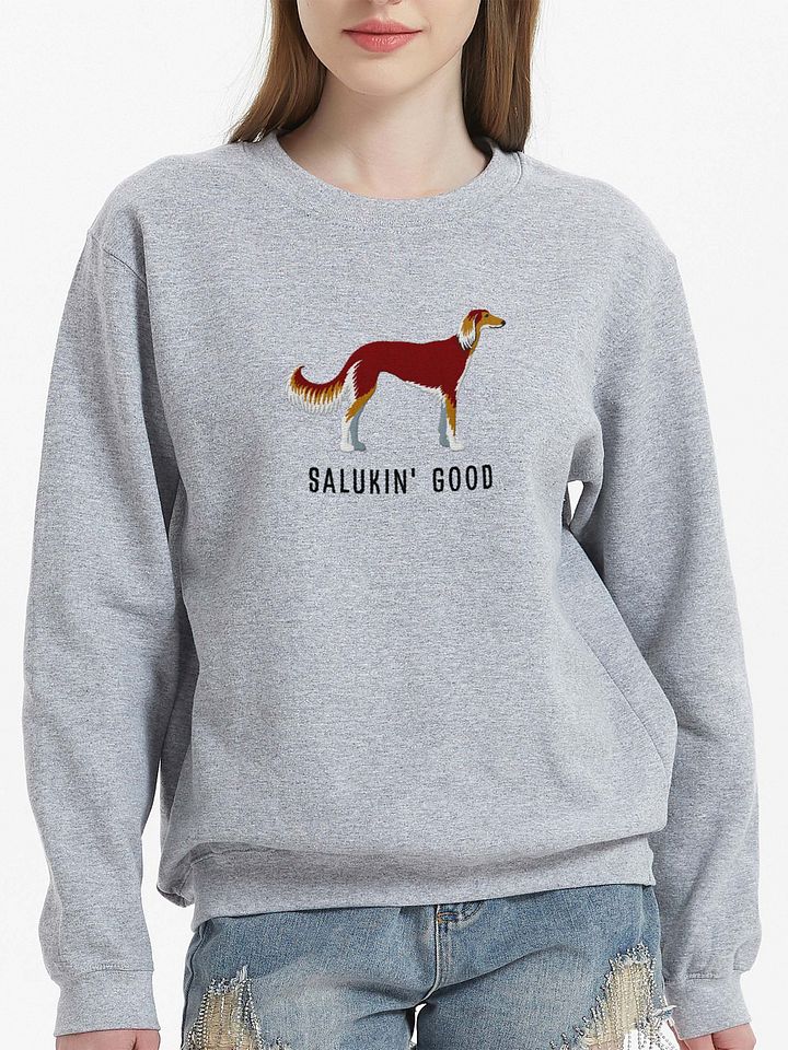 Salukin' Good Sweatshirt (Embroidered) of a Saluki(Chocolate) product image (2)