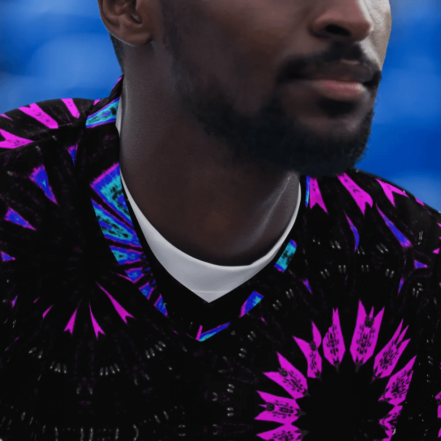 Abstract Circular Shapes in Turquoise, Black and Pink Unisex V Neck Sports Jersey product image (8)