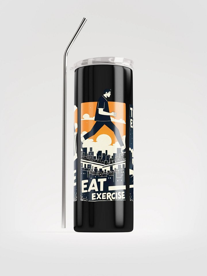 Clean-Line Daily Routine Art | Wake-Eat-Exercise-Sleep Print Steel Tumbler product image (1)
