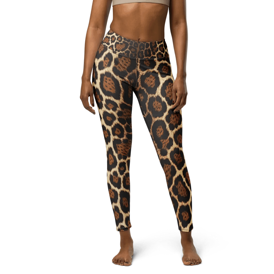 Black Brown Leopard Print Leggings – Stylish Animal Print Stretch Pants for Women – High Waist, Soft, Comfortable, Trendy Activewear product image (5)