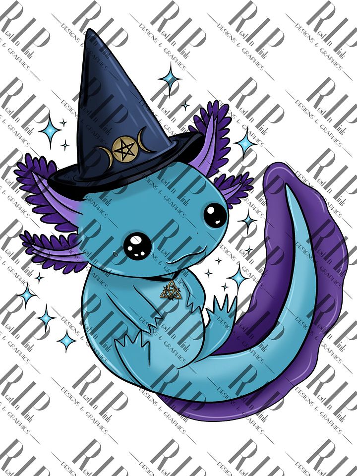Whimsical Wicca - Axolotl Digital Download PNG - Full Color & Outline version product image (2)