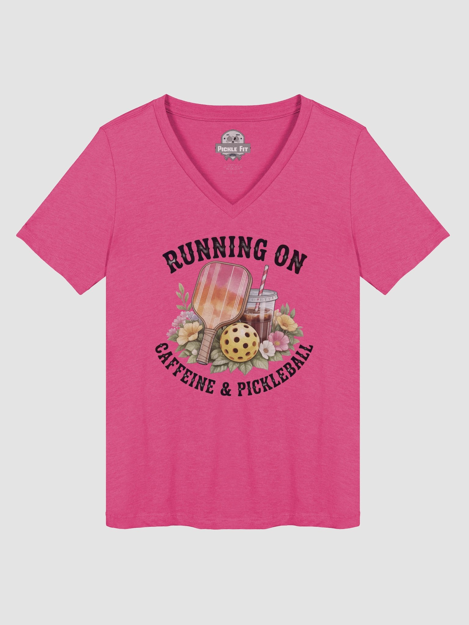 Running On Caffeine & Pickleball Women's V-Neck Tee product image (4)