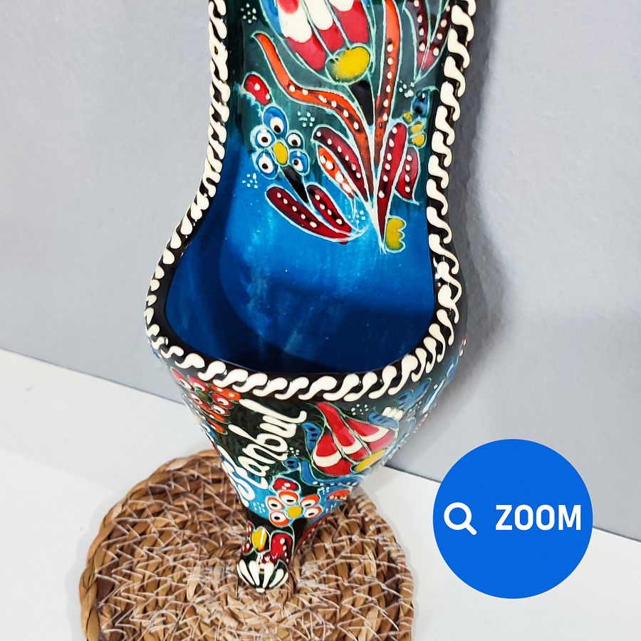 Ceramic wall decor, shoes (Terlik, blue) — handmade pottery, handmade ceramic, home decor, handmade gift, Turkish ceramic product image (6)