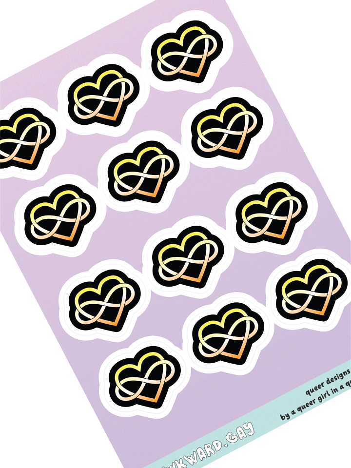 Maverique Pride Gradient Polyamory Infinity Heart Sticker Sheet product image (1)