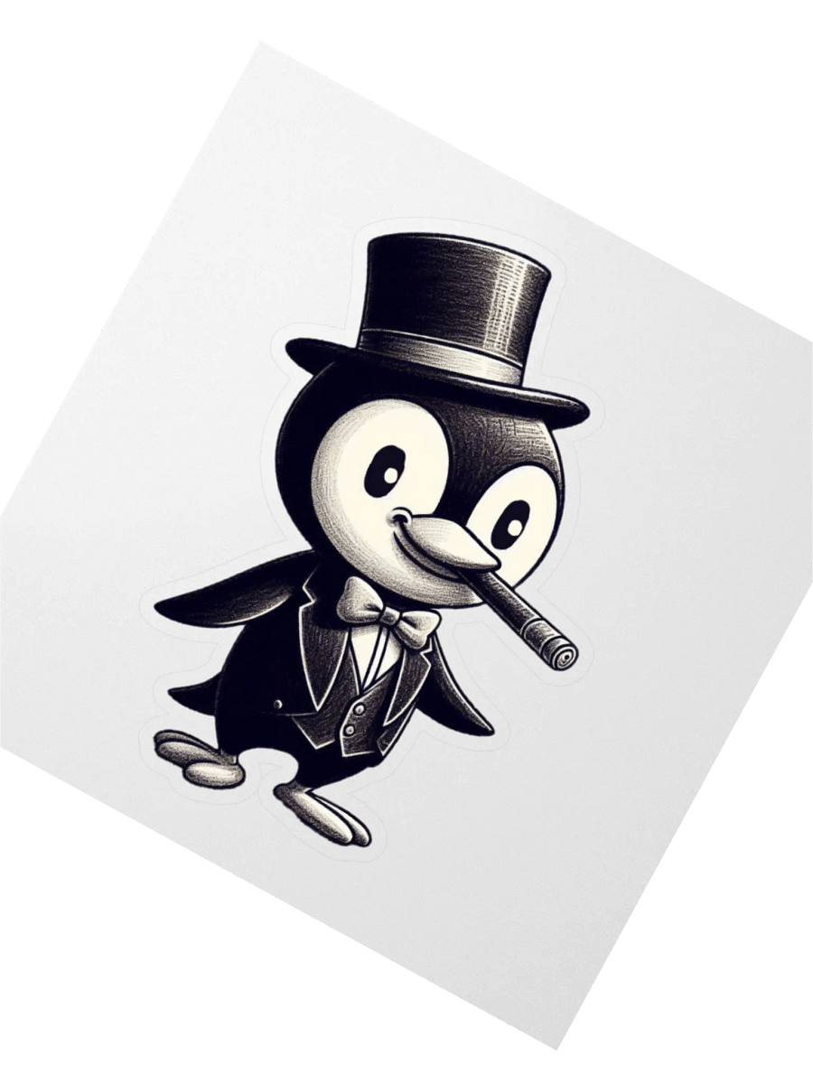 Retro Penguin Sticker (No Background) product image (3)