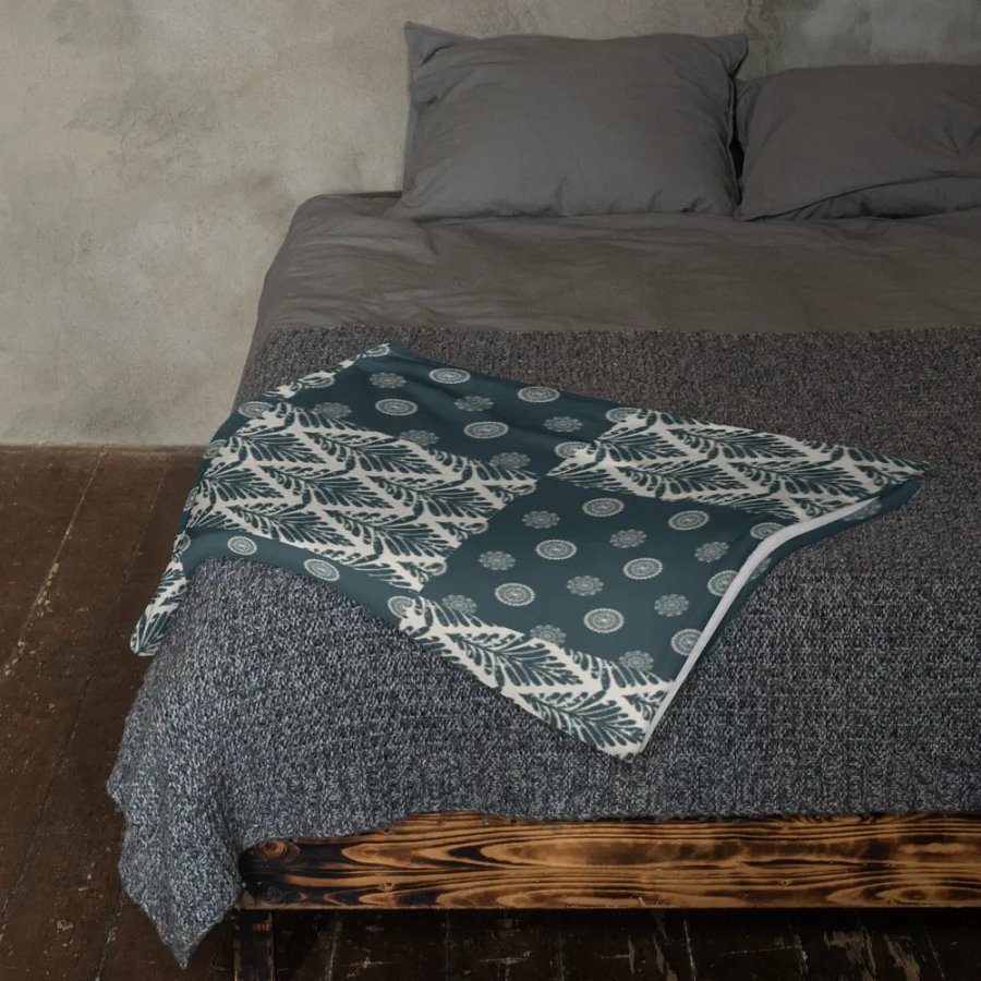 Boho Patchwork Dark Slate Grey Throw Blanket product image (8)