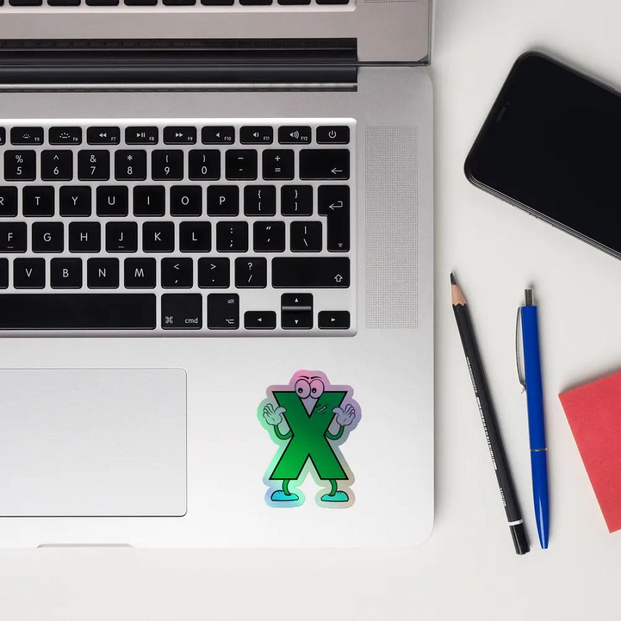 X Letter Cartoon Character Holographic Sticker product image (12)