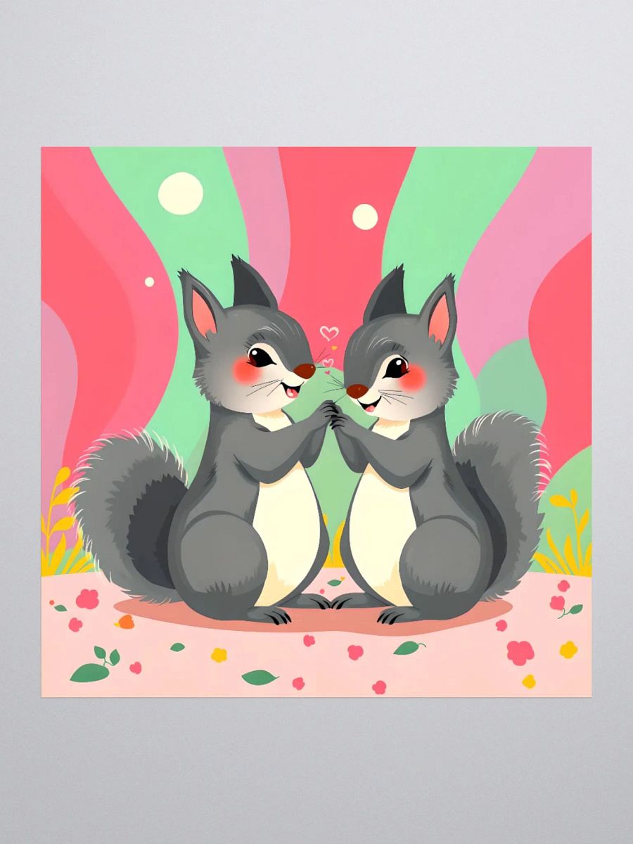 Playful Squirrel Love Kiss Cut Stickers product image (3)