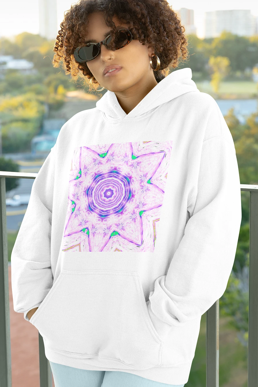 Abstract Sweet Pink Flower Pullover Unisex Hoodie product image (2)