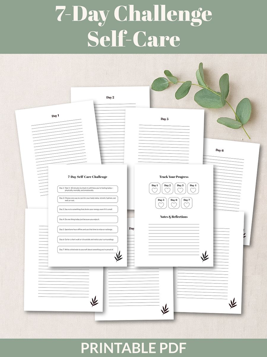 Self-Care & Healthy Routines Bundle 7-Day Challenges Printable product image (4)