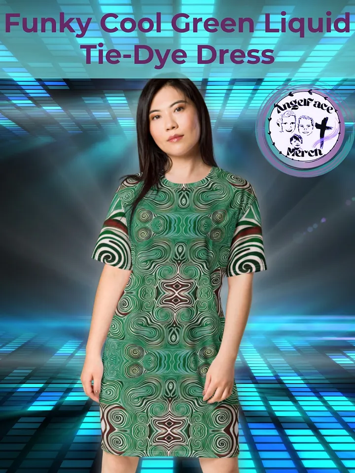 Funky Cool Green Liquid Tie-Dye T-shirt Dress product image (1)