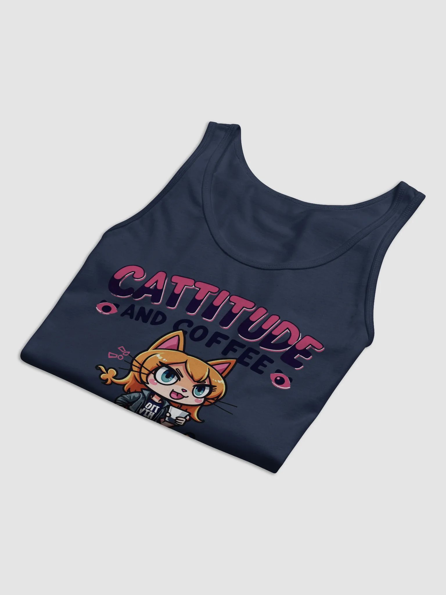 Cattitude and Coffee Cartoon Tank product image (18)