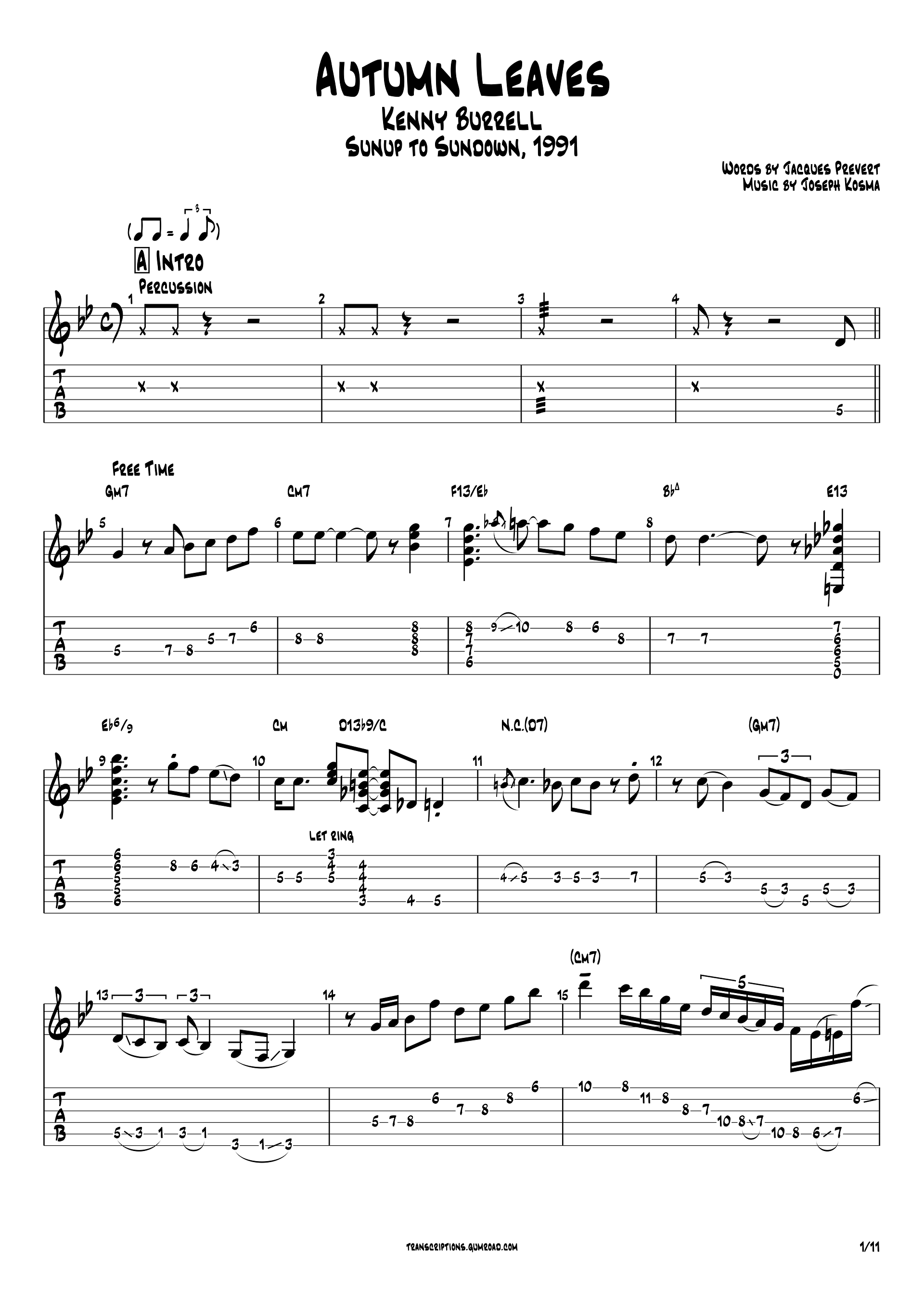(Transcription PDF) Autumn Leaves - Kenny Burrell product image (2)