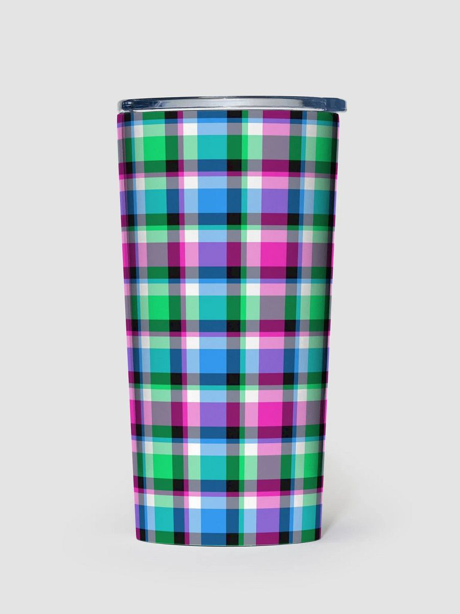 Magenta, Bright Green, & Blue Plaid Travel Tumbler product image (2)
