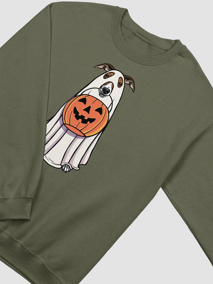 Funny Halloween Italian Greyhound(Sable) Sweatshirt | Funny Iggy Wearing a Ghost Costume and Holding a Pumpkin Basket product image (18)