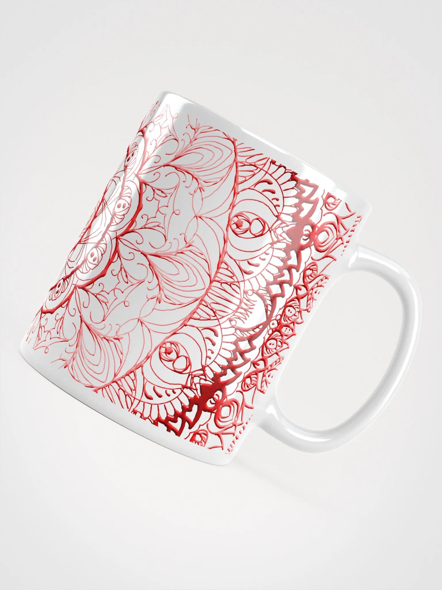 Radiant Red Mandala White Glossy Mug product image (5)