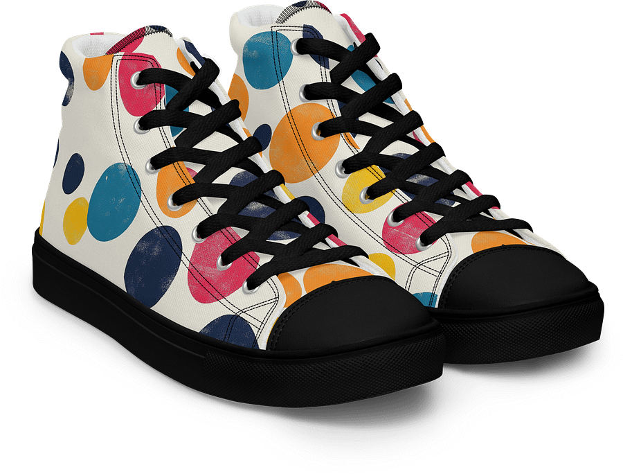 Polka Dot Illusion Vintage Retro Men's High Top Canvas Shoes product image (4)