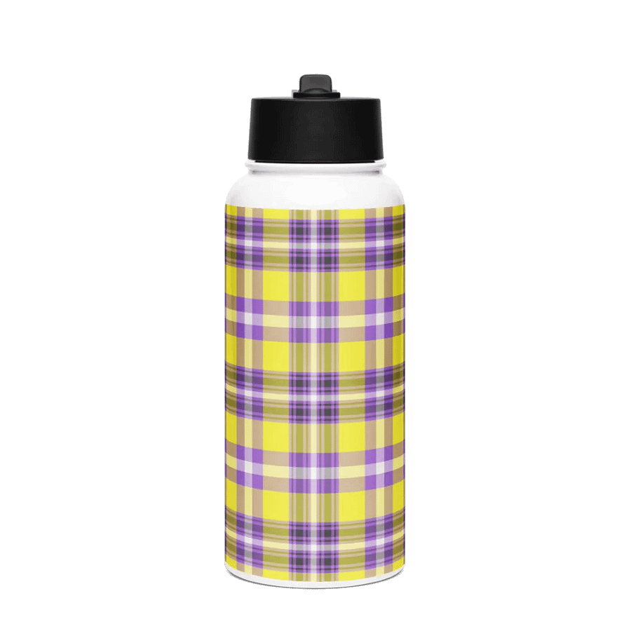 Yellow and Purple Plaid Water Bottle product image (4)