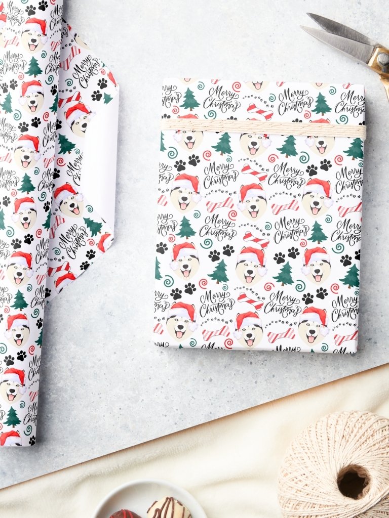 Siberian Husky Christmas Gift Wrapping Paper product image (3)