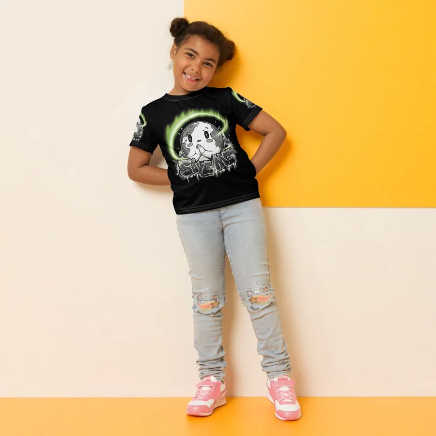Save Me Kids Crew Neck T-Shirt | Eco-Friendly Style for Young Activists product image (3)