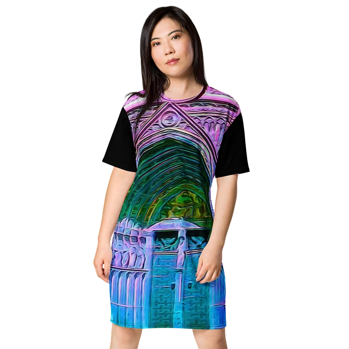Pink and Blue Cathedral Doors Tshirt Dress product image (1)