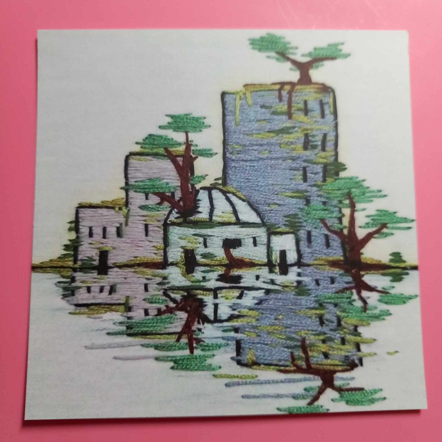 Overgrown City Embroidery Print product image (2)