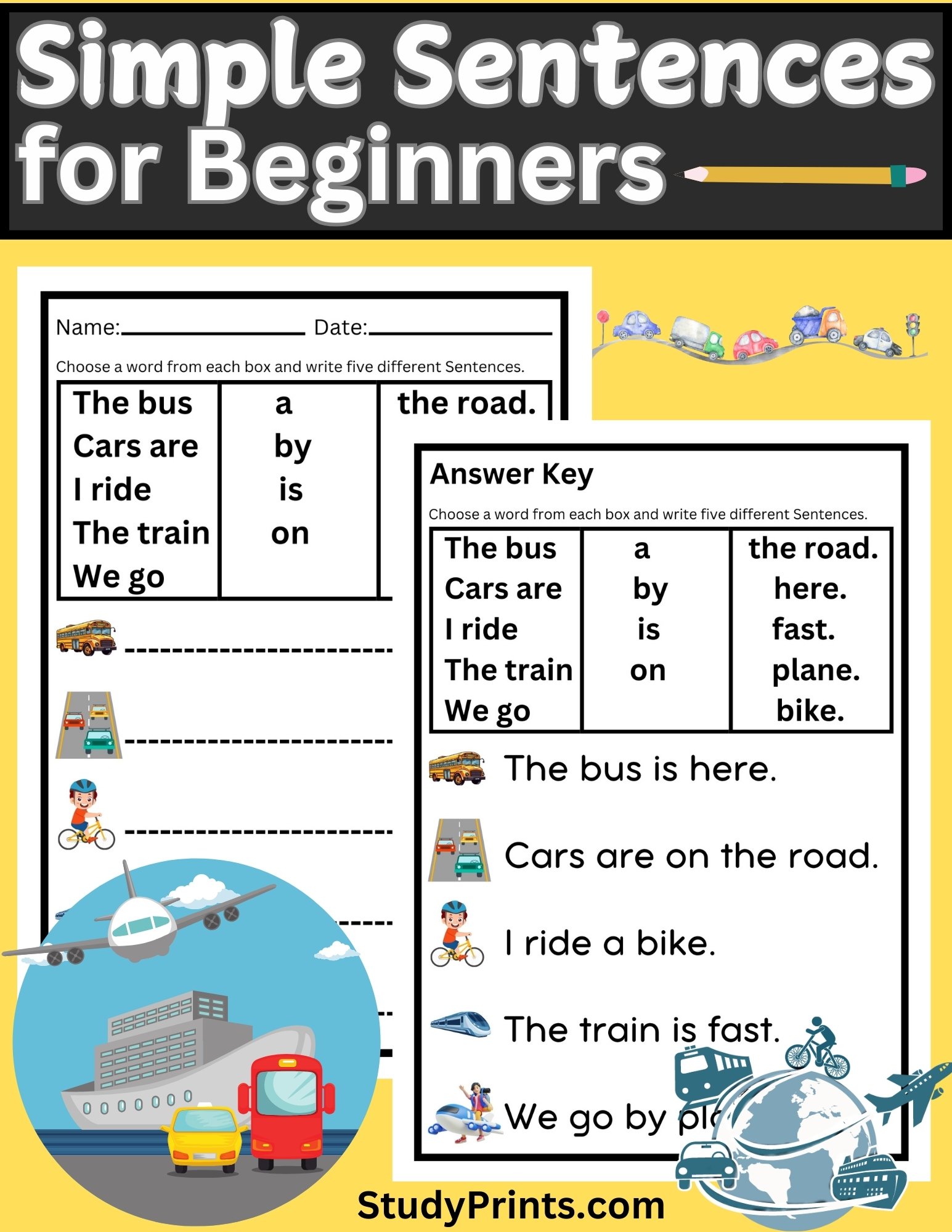 Learn About Transportation : Simple Sentences for Kids product image (1)