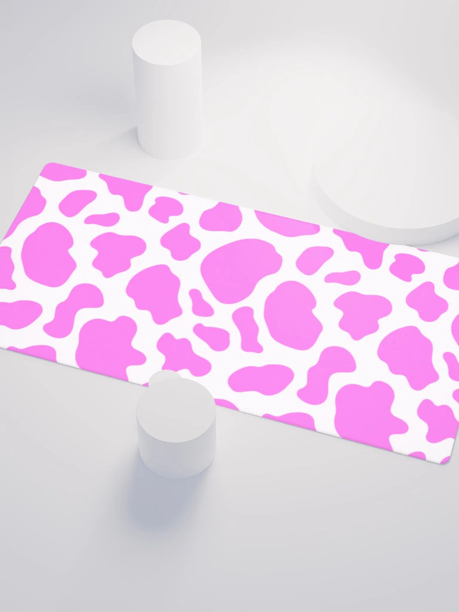 Magenta on white cow print (DESK MAT) product image (3)