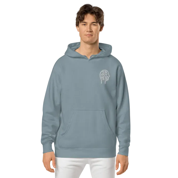 In My Head (L.C. grey bubble design 2) embroidered pigment hoodie product image (2)