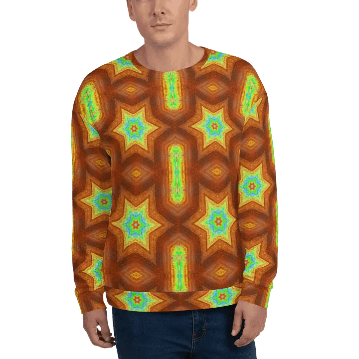 Abstract Retro Repeating Stars Unisex All Over Print Sweatshirt product image (2)