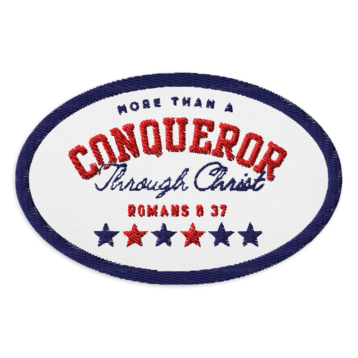 More Than a Conqueror Denim Patch product image (1)
