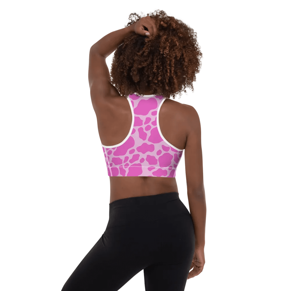 Pink Cow Print Sports Bra product image (2)