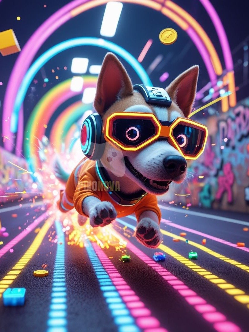 Pixel Party Parade – Track 8: Rainbow Run Riot (Dog Mascot Edition) | 1120x1120 px | 4 Variations | PNG + PDF product image (2)