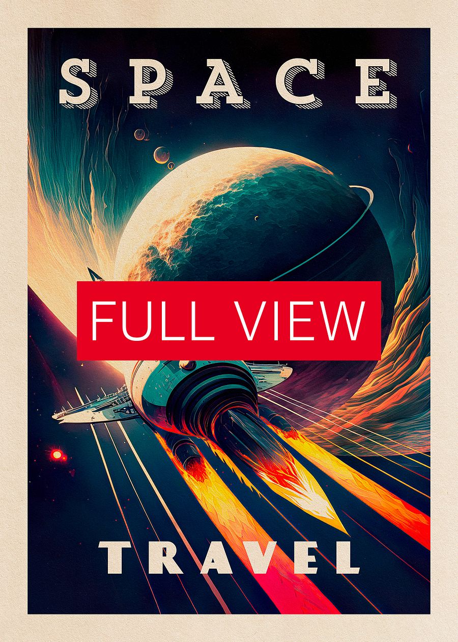 Space Travel — Vintage space poster, retro space art, propaganda poster, retrofuturism art, retro sci-fi print product image (3)