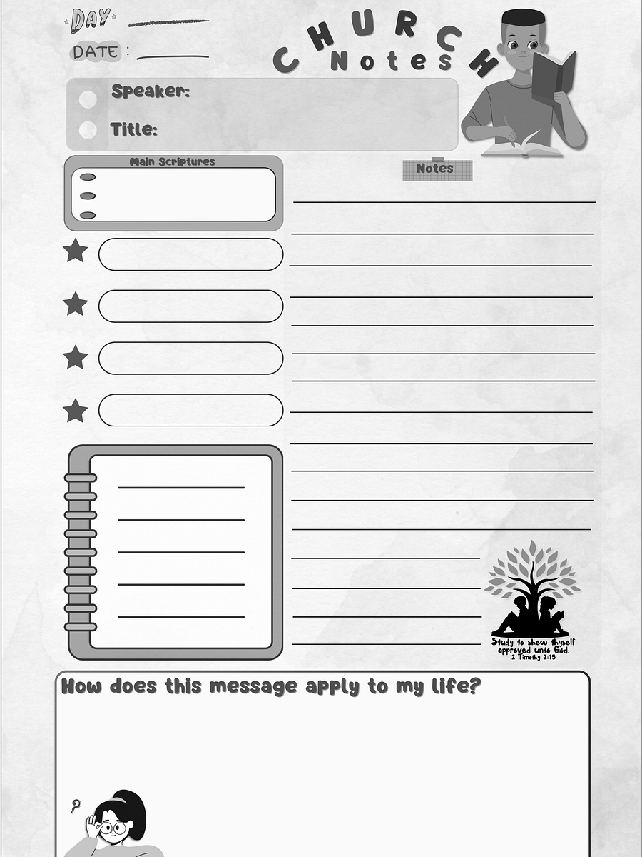 Sermon Notes Journal. 52-Week Youth Interactive Church Notebook product image (5)