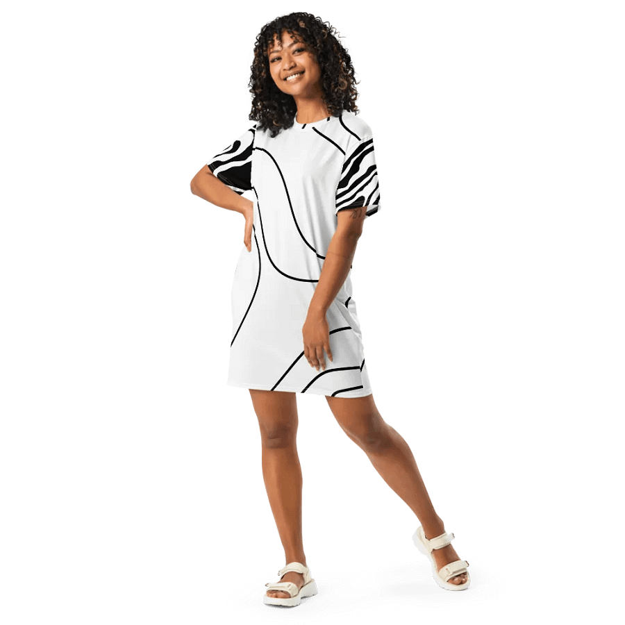 Flowing Curved Lines All-Over Print T-Shirt Dress product image (7)