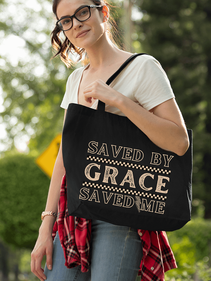 Saved By Grace, Saved Me Christian Faith Organic Tote Bag product image (1)