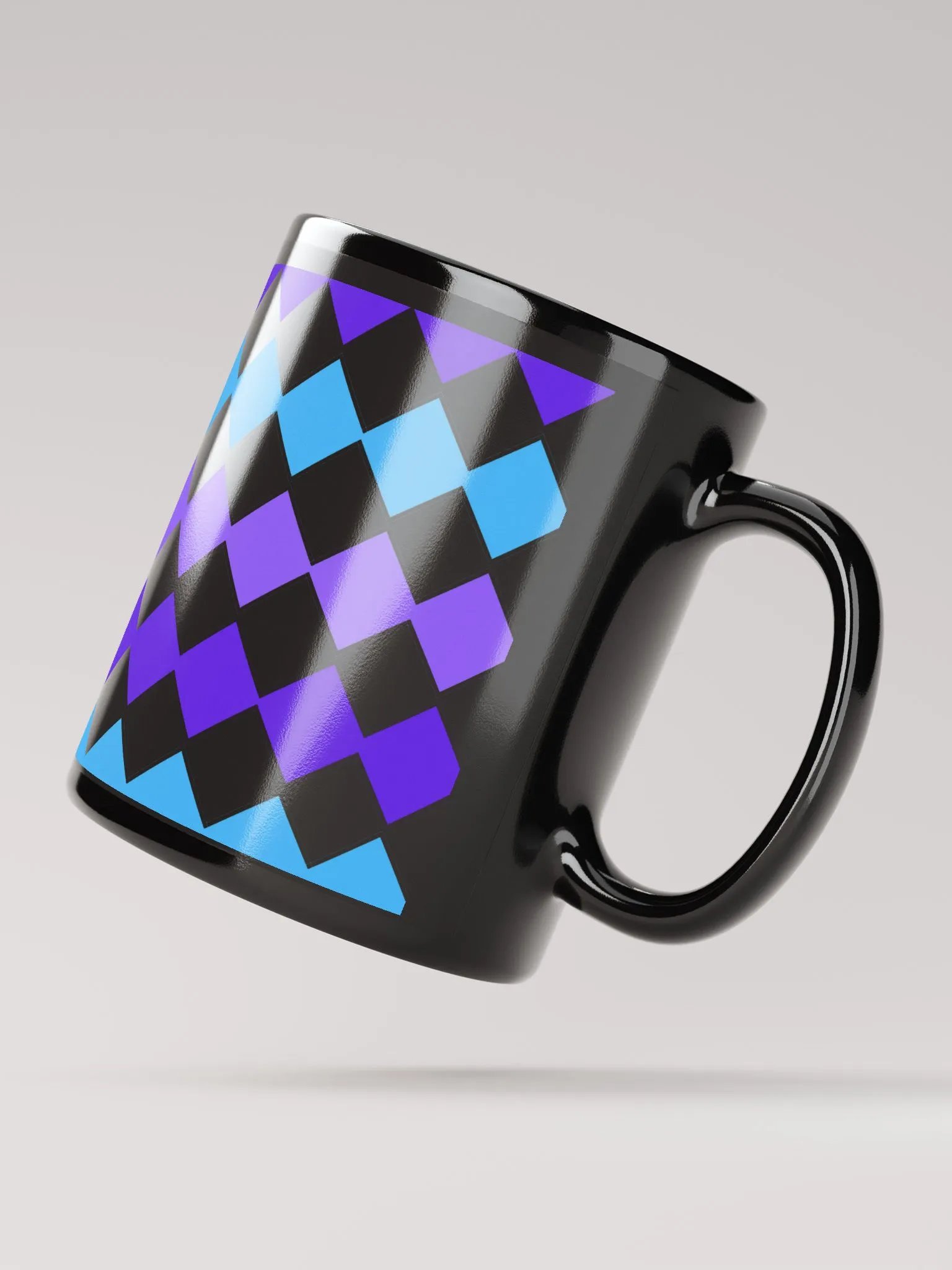 Blue And Purple Diamond Patten Black Mug product image (3)