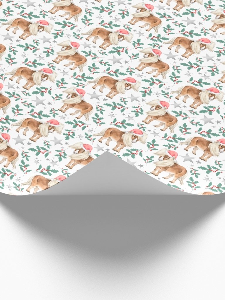 Ponies in Santa Hats Christmas Gift Wrapping Paper product image (2)