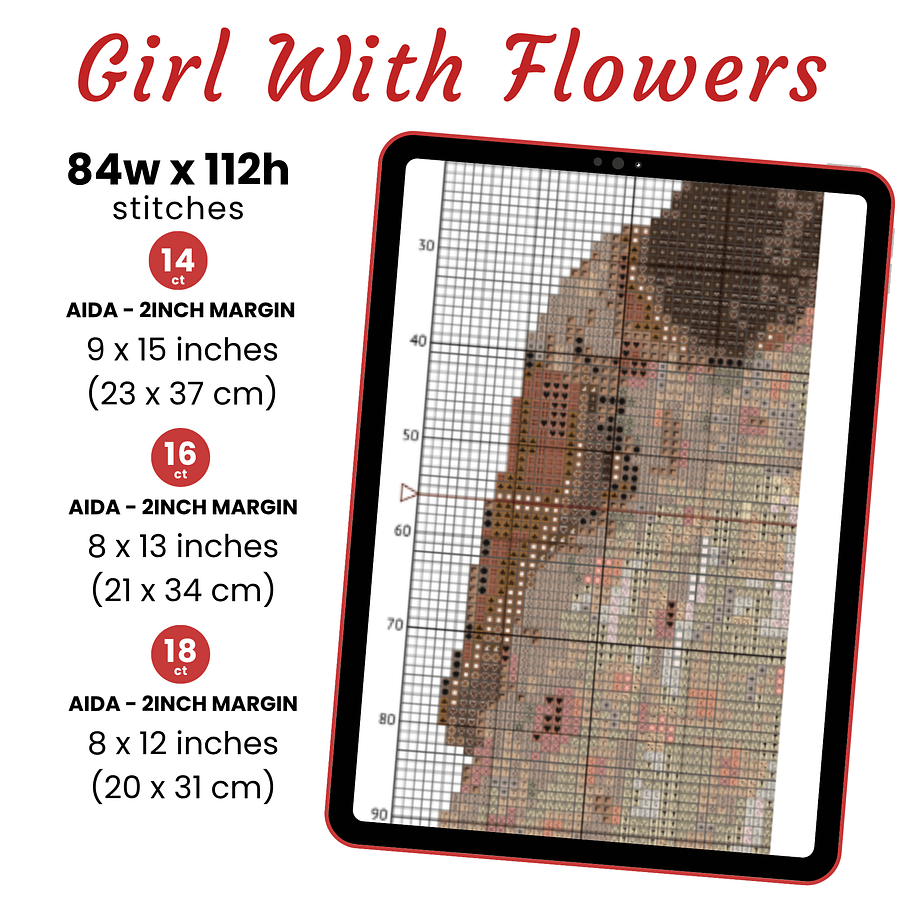Girl With Flowers Cross Stitch Pattern product image (2)