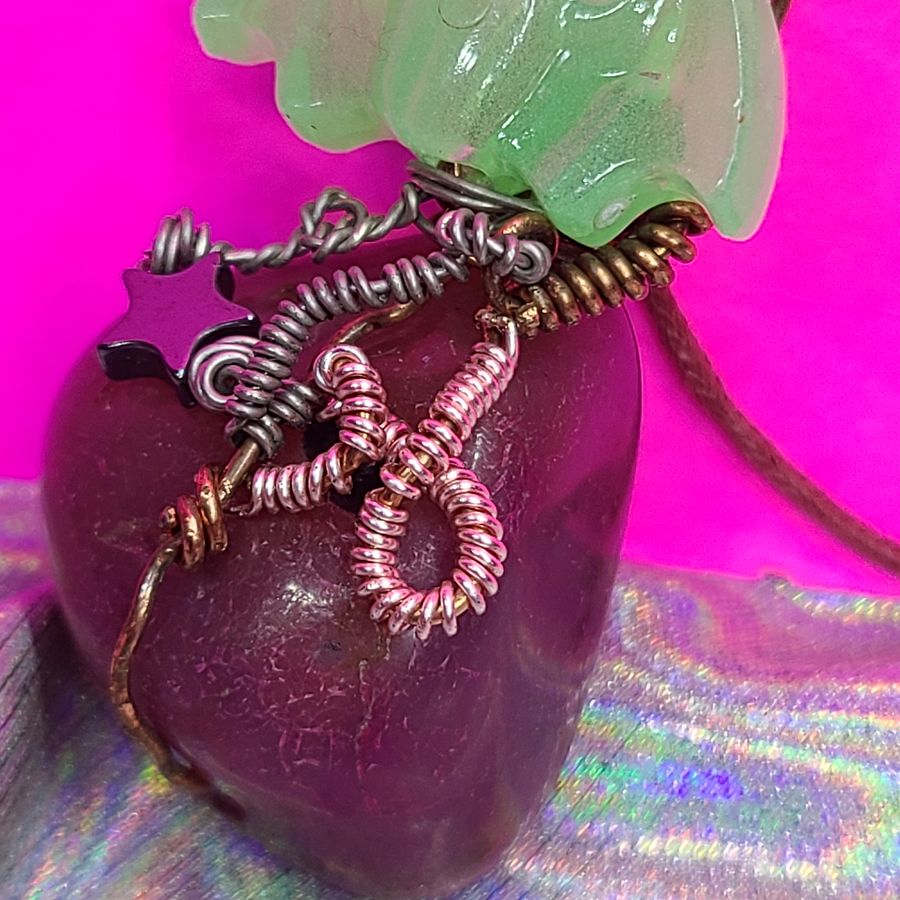 Glow in the Dark Bat Wire Wrapped Agate Pendant product image (3)